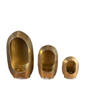Candle holder metal 28x16.5x50cm S/3 Gold
