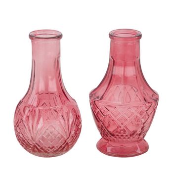 Vase glass Ø6.5x11.5cm Pink mix