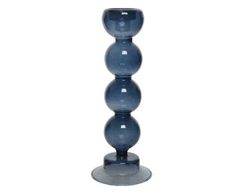 Kandelaar glas baubles shiny dia8-H24.5cm - blauw