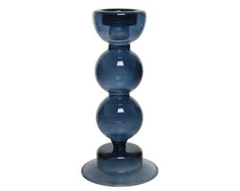 Kandelaar glas baubles shiny - dia8-H18cm - blauw