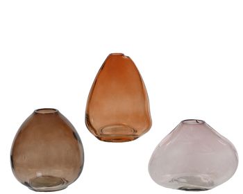 Vase Glas 3 sortiert Natur H10.5 D9cm
