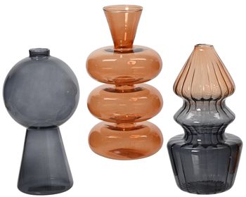 Vase Glas ''organisch'' 3 sortiert multi H15,2 D8,5cm
