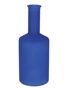 Glass vase Caro lines neck d3.7/8.2xh20.5 cobalt blue matt