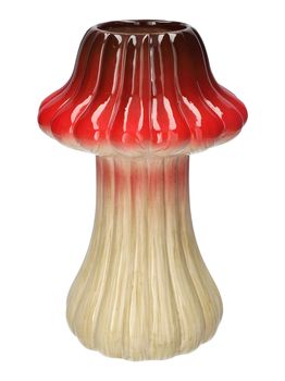 Vaas Paddenstoel Toadstool met lijnen Bordo D18 H28.5 cm Keramiek