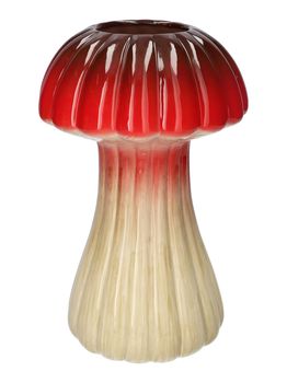 Vaas Paddenstoel Champignon met lijnen Rood D18 H28.5 cm Keramiek