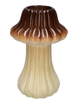 Vaas Paddenstoel Toadstool met lijnen Bruin D18 H28.5 cm Keramiek