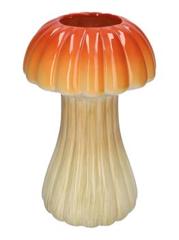 Vaas Paddenstoel Champignon met lijnen Oranje D18 H28.5 cm Keramiek