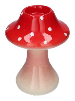 Theelicht Paddenstoel Toadstool Rood D14.5 H19 cm Keramiek