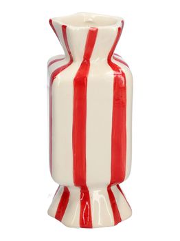 Vase Candy 6.5x6.5x15 red/white