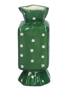 Vase Candy 6.5x6.5x15 green+dots