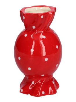 Vase Candy d6.5/8.5xh15 red+dots