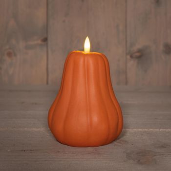 KAARS POMPOEN LED 3D VLAM OP BATTERIJ MET TIMER 13X11.5CM ORANJE