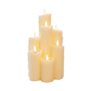 DRUIPKAARS WAX 7 X 3D VLAM OP 2XAA BATTERIJ MET TIMER 15X15X25.5CM IVOOR
