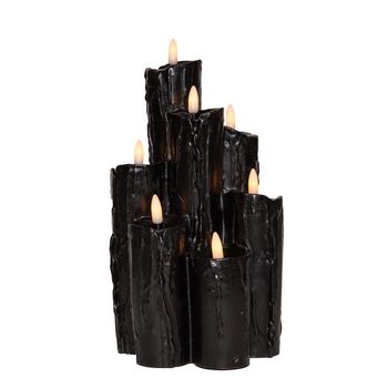 DRUIPKAARS WAX 7 X 3D VLAM OP 2XAA BATTERIJ MET TIMER 15X15X25.5CM ZWART