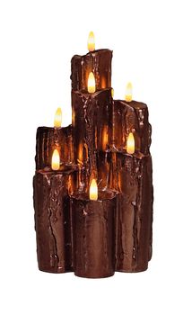 DRUIPKAARS WAX 7 X 3D VLAM OP 2XAA BATTERIJ MET TIMER 15X15X25.5CM BRONS