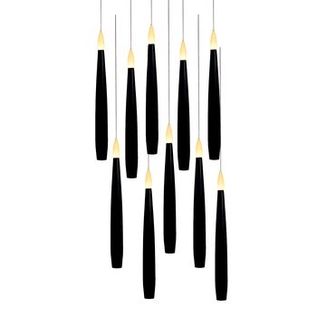 KAARS ZWEVEND LED MET TIMER INCLUSIEF TOVERSTOK, DRAAD EN HAKEN 10 STUKS H15CM ZWART