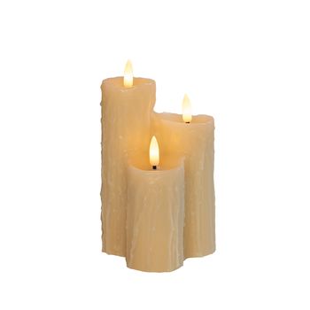 DRUIPKAARS WAX 3 X 3D VLAM OP 2XAA BATTERIJ MET TIMER 16.5X11CM IVOOR