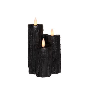 DRUIPKAARS WAX 3 X 3D VLAM OP 2XAA BATTERIJ MET TIMER 16.5X11CM ZWART