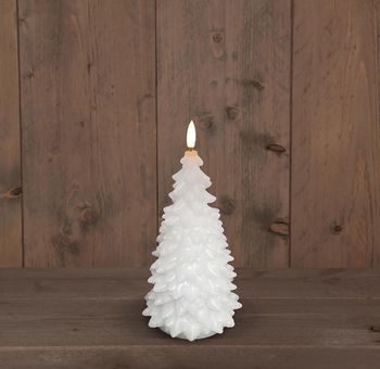 B.O.T 3D LONT WIT KERSTBOOM KAARS RUSTIEK WAX 9,5X20CM  2AAA / TIMER