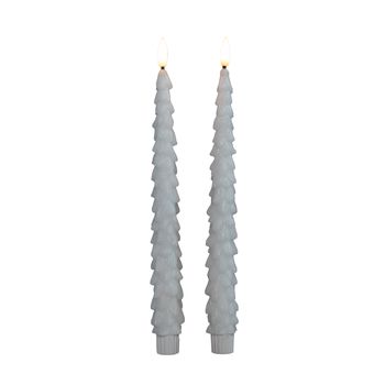 DINERKAARS KERSTBOOM WAX 3D VLAM OP 2X2AAA BATTERIJ MET AFSTANDSBEDIENING 27CM WIT 2 STUKS
