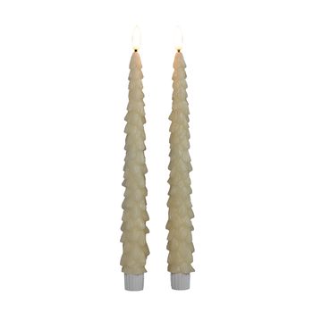 DINERKAARS KERSTBOOM WAX 3D VLAM OP 2X2AAA BATTERIJ MET AFSTANDSBEDIENING 27CM IVOOR 2 STUKS