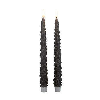 DINERKAARS KERSTBOOM WAX 3D VLAM OP 2X2AAA BATTERIJ MET AFSTANDSBEDIENING 27CM TAUPE 2 STUKS