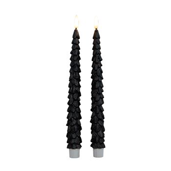 DINERKAARS KERSTBOOM WAX 3D VLAM OP 2X2AAA BATTERIJ MET AFSTANDSBEDIENING 27CM ZWART 2 STUKS