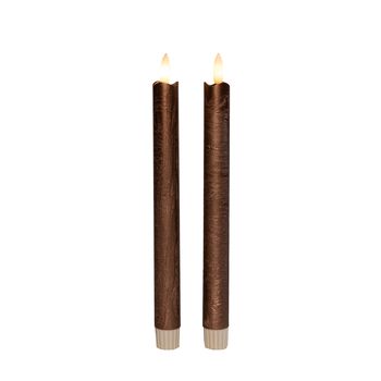 DINERKAARS RUSTIEK WAX 3D VLAM OP 2X2AAA BATTERIJ MET AFSTANDSBEDIENING 23CM BRONS 2 STUKS
