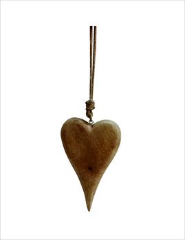 Hanger Heart Wood 8x2x15cm Natural