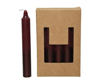 Giftbox a 10 Kaars wax dipped metallic - dia1.3-H10.5cm - mahonie