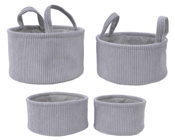 Set a 4 pes velvet rib basket round grey dia27x16cm