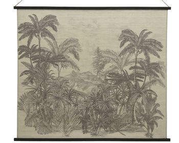 Painting linen antique palm scenery black/white 146x124cm
