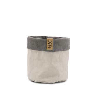 Sizo paper bag grey with suede edge Ø 13 cm