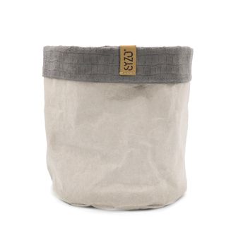 Sizo paper bag grey with suede edge Ø 20 cm