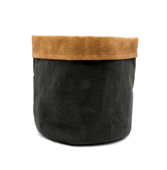 Sizo paper bag black with leather edge Ø 20 cm