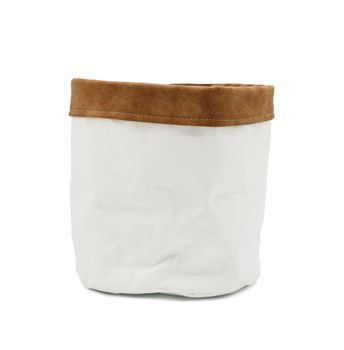 Sizo paper bag white with leather edge Ø 20 cm