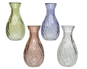 Vaas glas 4 kleuren assortie H10 D5,5cm