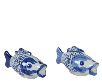 Fisch Porzellan 2 sortiert blau/weiß L.11.5cm x B.4cm x H.6cm