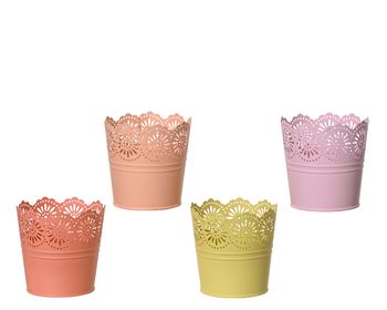 Planter zink 4col ass binnen en buiten assortie dia11cm x H.10.6cm