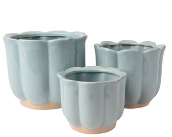 Set a 3 Planter keramiek blauw D17,5 H14,5cm