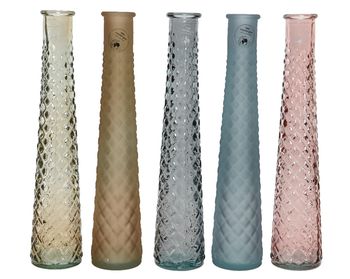Vaas recycled glas ''nature'' 5 kleuren assortie H32 D7cm