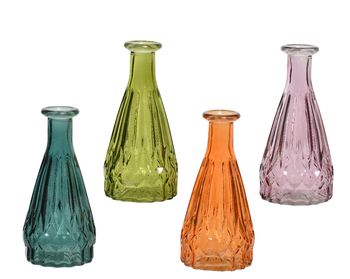 Vase Glas ''Hendro'' 4 Farben sortiert H.14.5cm T.7cm