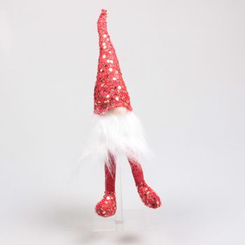 KERSTKABOUTER MET PAILLETJES BUNGELBEENTJES 12X10X42 CM ROOD