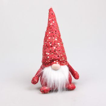 KERSTKABOUTER MET PAILLETJES 19X13X36 CM ROOD