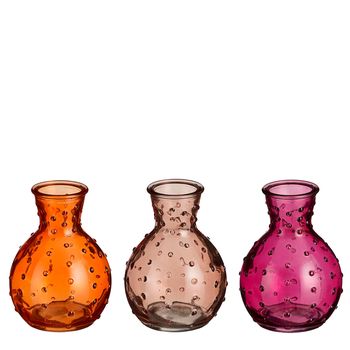 Vase Glas orange l.rosa rosa 3 sortiert - h10xd7cm