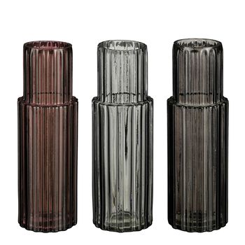 Carmen Vase Glas braun schwarz 3 sortiert - h24xd8cm