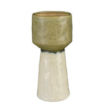 Vase keramik ecru grün - h24.5xd11.5cm