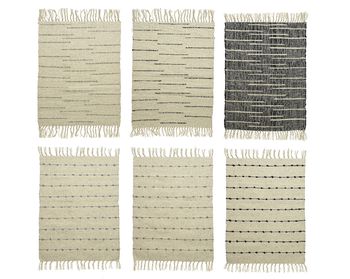 Rug cotton wide stripes, smal stripes 3 colours assorted 90x60cm
