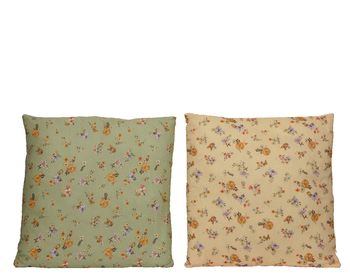 Cushion polyester cotton square  flower print 2col ass 45x45