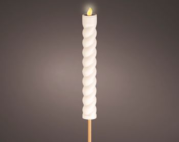 Solartaschenlampe Kunststoff ''SWIRL'' Flammeneffekt Weiß D4H90cm 1led